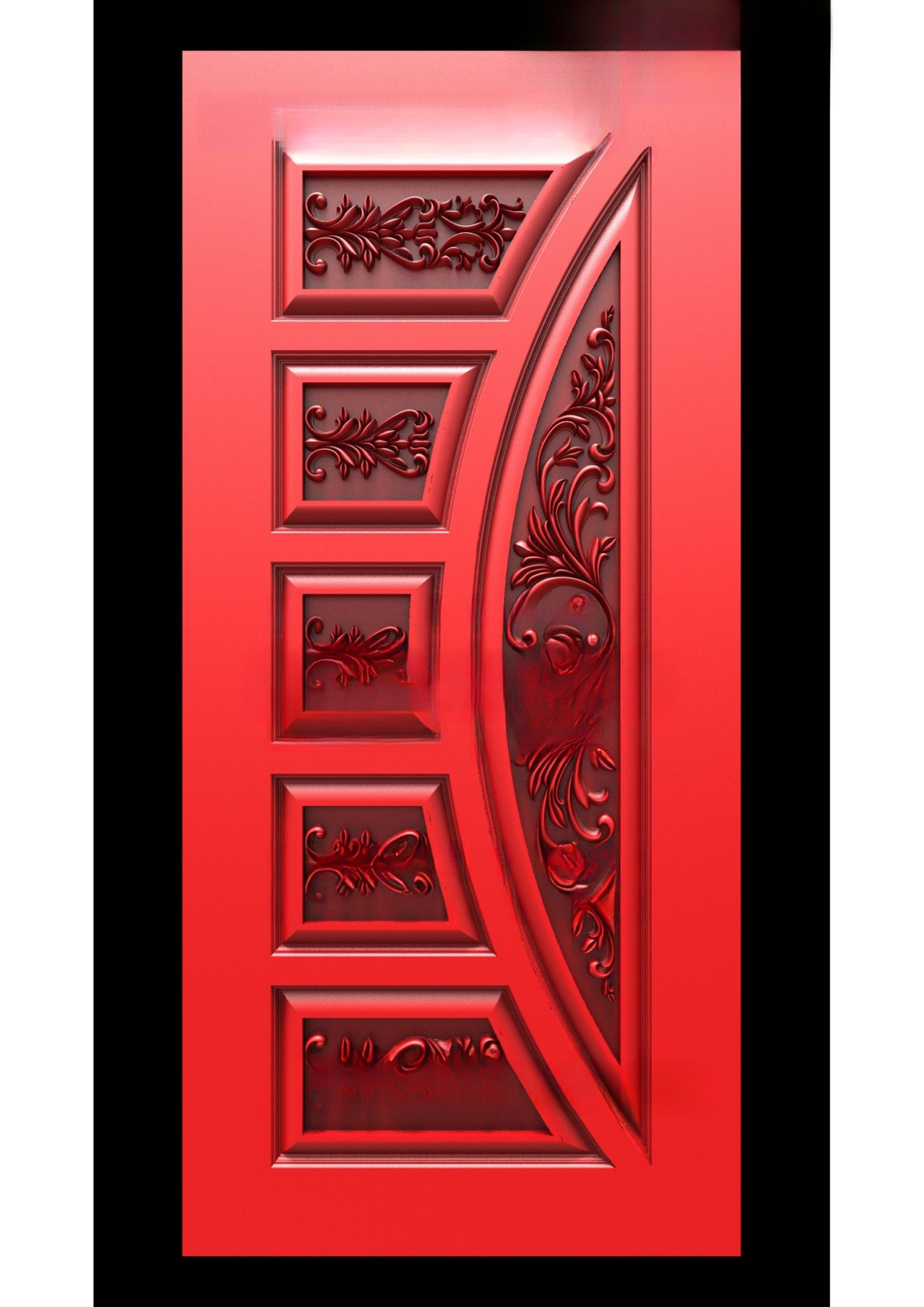 GSK NEW YEAR DOORS - PAGE-24 Modern Floral Relief Carved Single Panel Door 3D Model